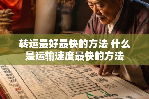 转运最好最快的方法 什么是运输速度最快的方法
