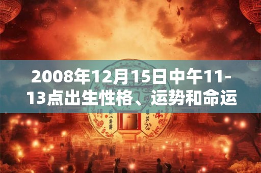 2008年12月15日中午11-13点出生性格、运势和命运