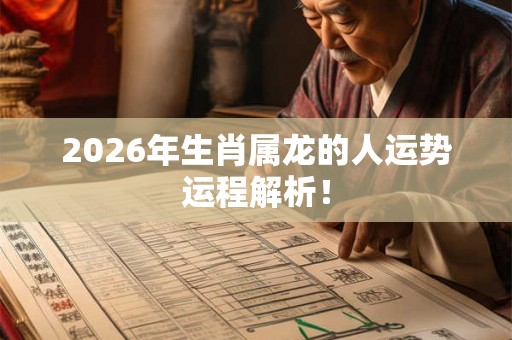 2026年生肖属龙的人运势运程解析！