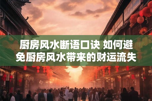 厨房风水断语口诀 如何避免厨房风水带来的财运流失