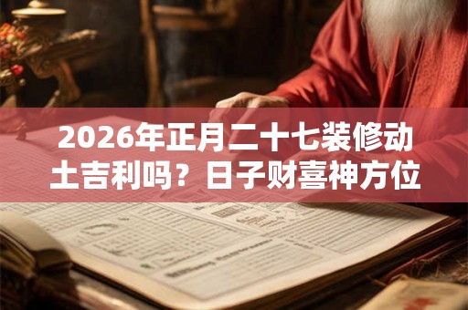 2026年正月二十七装修动土吉利吗？日子财喜神方位？