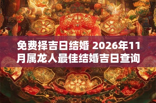 免费择吉日结婚 2026年11月属龙人最佳结婚吉日查询