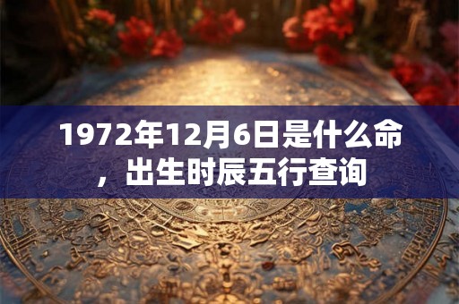 1972年12月6日是什么命，出生时辰五行查询