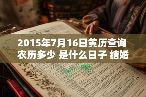 2015年7月16日黄历查询 农历多少 是什么日子 结婚吉时