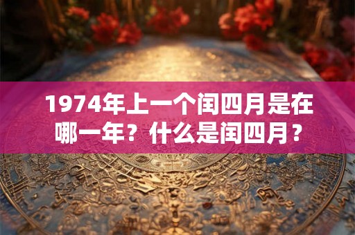 1974年上一个闰四月是在哪一年?什么是闰四月? 1974年上一个闰四月是在哪一年?什么是闰四月?