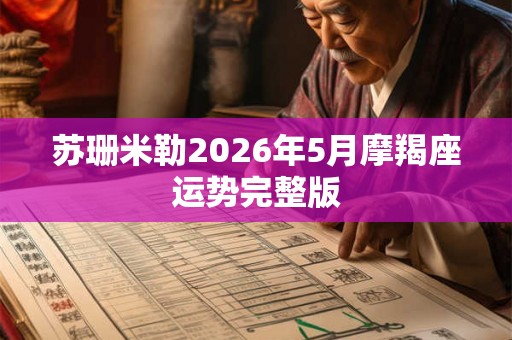 苏珊米勒2026年5月摩羯座运势完整版