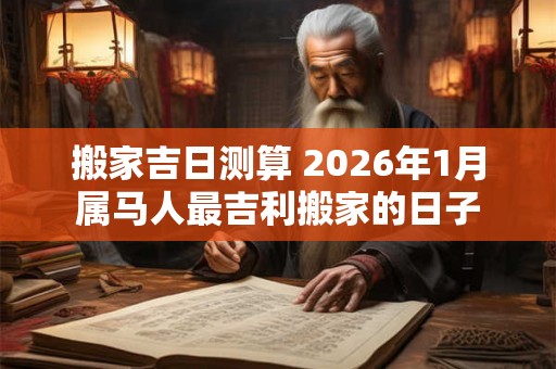 搬家吉日测算 2026年1月属马人最吉利搬家的日子