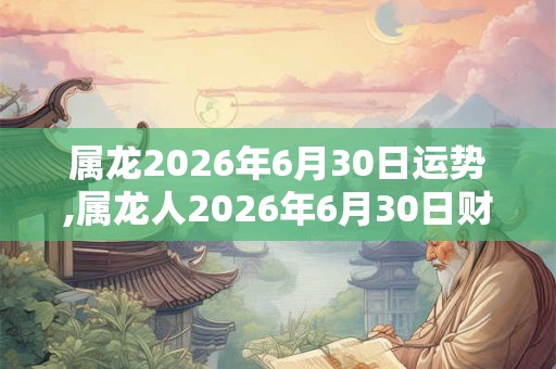 属龙2026年6月30日运势,属龙人2026年6月30日财运,生肖龙2026年6月30日运势