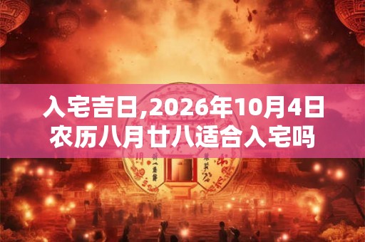 入宅吉日,2026年10月4日农历八月廿八适合入宅吗 入宅吉日,2026年10月4日农历八月廿八适合入宅吗