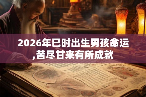 2026年巳时出生男孩命运,苦尽甘来有所成就