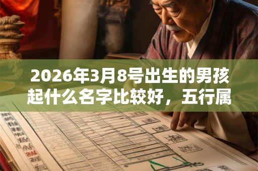 2026年3月8号出生的男孩起什么名字比较好，五行属什么