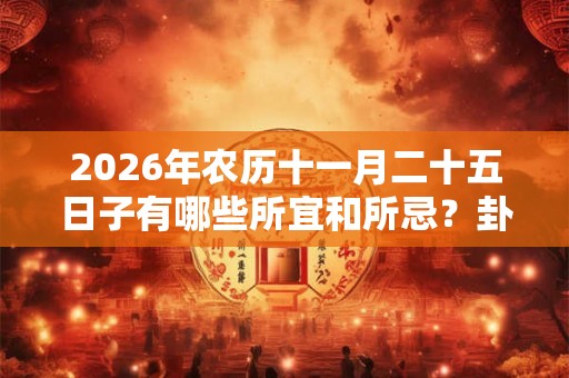 2026年农历十一月二十五日子有哪些所宜和所忌？卦象如何？