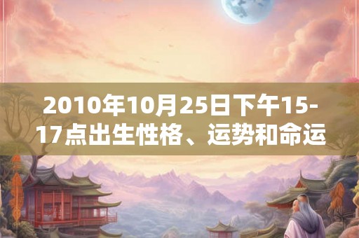 2010年10月25日下午15-17点出生性格、运势和命运