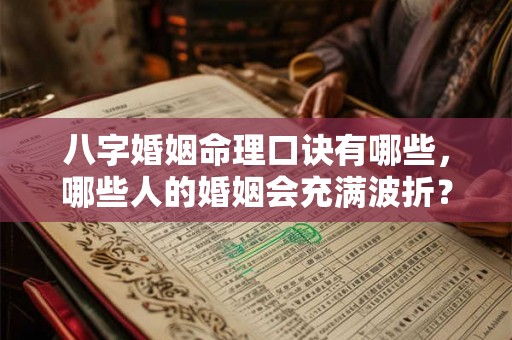 八字婚姻命理口诀有哪些，哪些人的婚姻会充满波折？