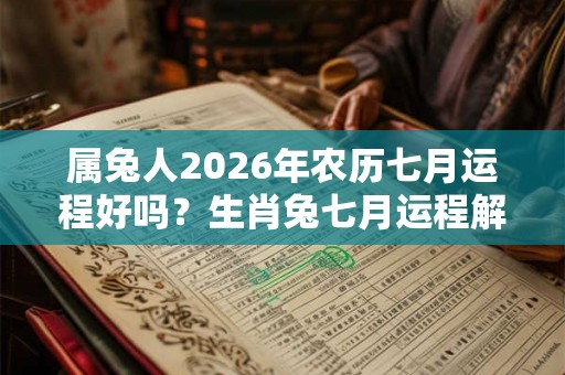 属兔人2026年农历七月运程好吗?生肖兔七月运程解析 属兔人2026年农历七月运程好吗?生肖兔七月运程解析