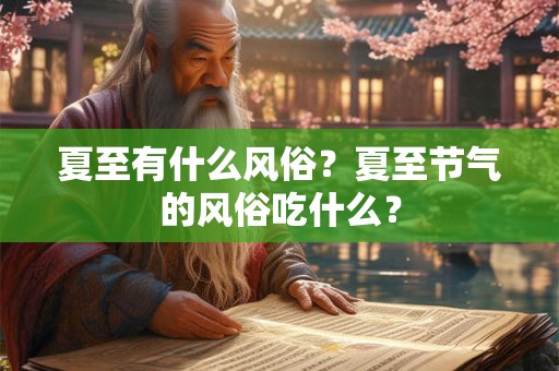 夏至有什么风俗？夏至节气的风俗吃什么？