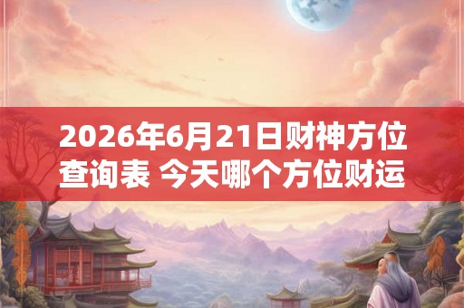 2026年6月21日财神方位查询表 今天哪个方位财运好 2026年6月21日财神方位查询表 今天哪个方位财运好