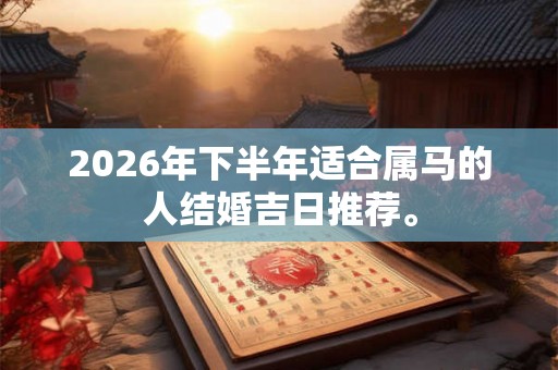 2026年下半年适合属马的人结婚吉日推荐。