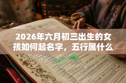 2026年六月初三出生的女孩如何起名字，五行属什么