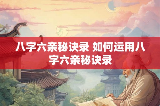八字六亲秘诀录 如何运用八字六亲秘诀录 八字六亲秘诀录 如何运用八字六亲秘诀录