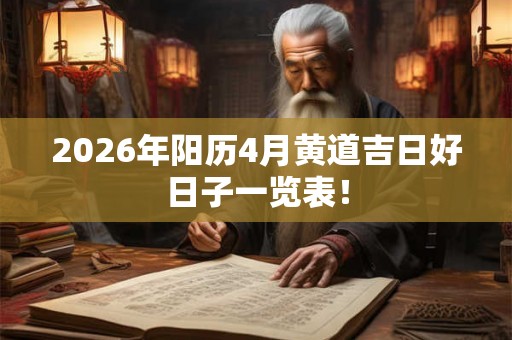 2026年阳历4月黄道吉日好日子一览表！