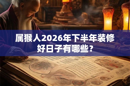 属猴人2026年下半年装修好日子有哪些？