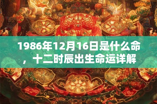 1986年12月16日是什么命，十二时辰出生命运详解
