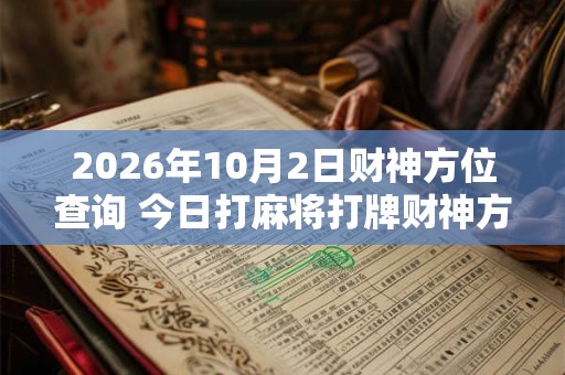 2026年10月2日财神方位查询 今日打麻将打牌财神方位