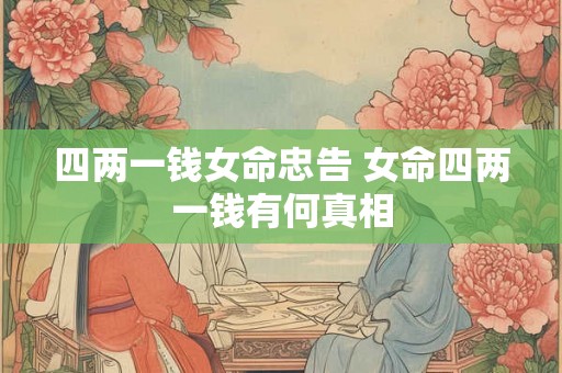 四两一钱女命忠告 女命四两一钱有何真相