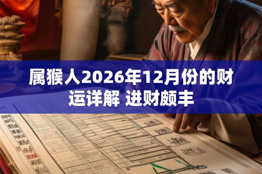 属猴人2026年12月份的财运详解 进财颇丰
