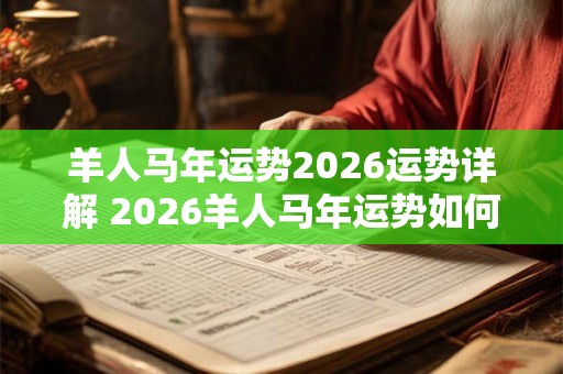 羊人马年运势2026运势详解 2026羊人马年运势如何