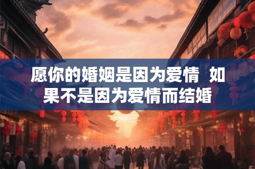 愿你的婚姻是因为爱情  如果不是因为爱情而结婚
