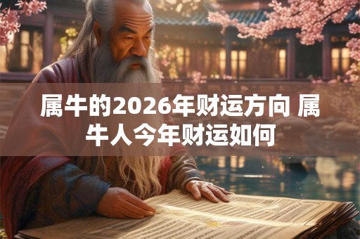 属牛的2026年财运方向 属牛人今年财运如何