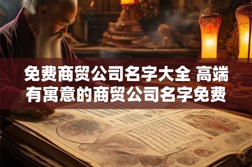 免费商贸公司名字大全 高端有寓意的商贸公司名字免费