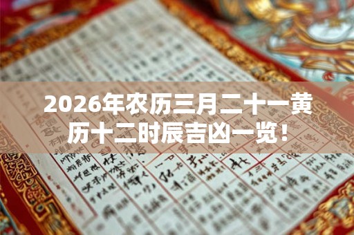 2026年农历三月二十一黄历十二时辰吉凶一览！