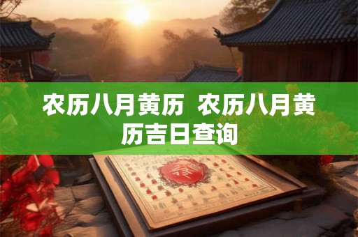 农历八月黄历  农历八月黄历吉日查询