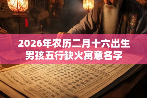 2026年农历二月十六出生男孩五行缺火寓意名字