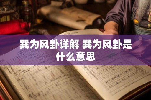 巽为风卦详解 巽为风卦是什么意思