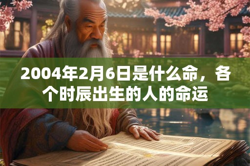 2004年2月6日是什么命，各个时辰出生的人的命运