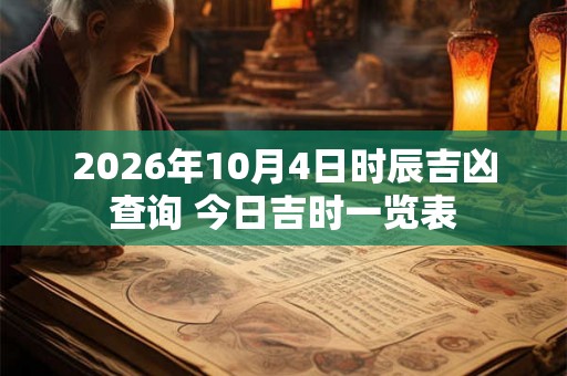 2026年10月4日时辰吉凶查询 今日吉时一览表