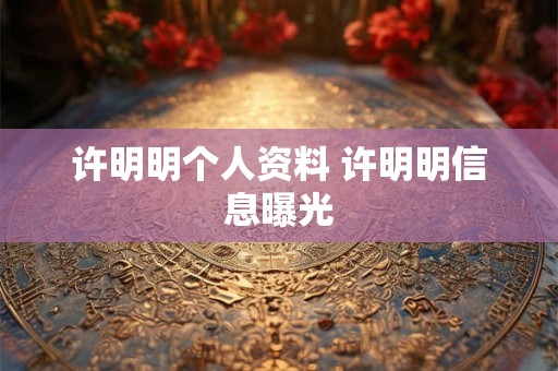 许明明个人资料 许明明信息曝光