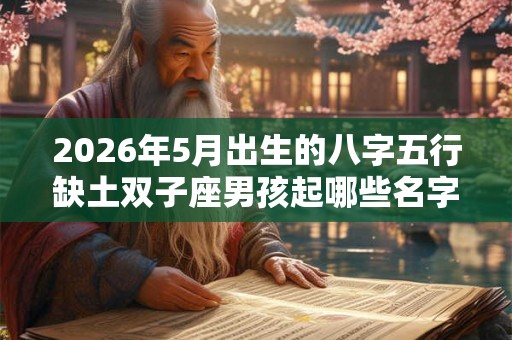 2026年5月出生的八字五行缺土双子座男孩起哪些名字好
