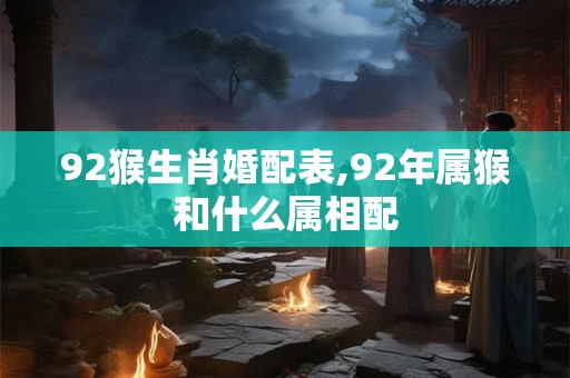 92猴生肖婚配表,92年属猴和什么属相配