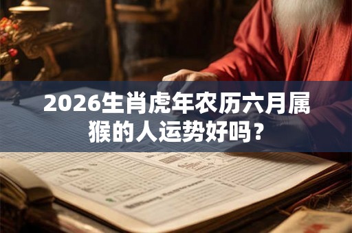 2026生肖虎年农历六月属猴的人运势好吗? 2026生肖虎年农历六月属猴的人运势好吗?