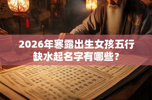 2026年寒露出生女孩五行缺水起名字有哪些？