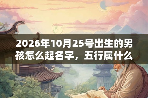 2026年10月25号出生的男孩怎么起名字，五行属什么