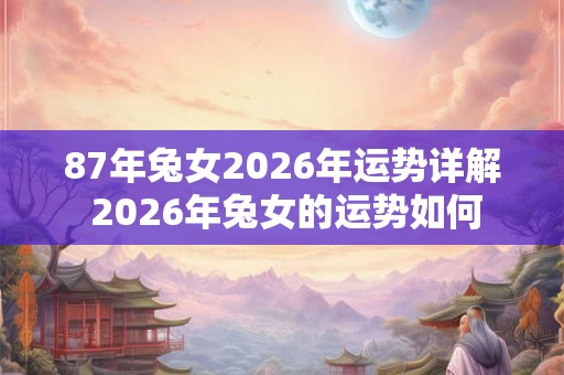 87年兔女2026年运势详解 2026年兔女的运势如何 87年兔女2026年运势详解 2026年兔女的运势如何