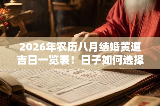 2026年农历八月结婚黄道吉日一览表！日子如何选择