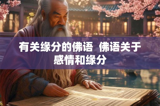 有关缘分的佛语  佛语关于感情和缘分