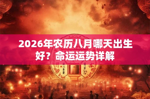 2026年农历八月哪天出生好？命运运势详解
